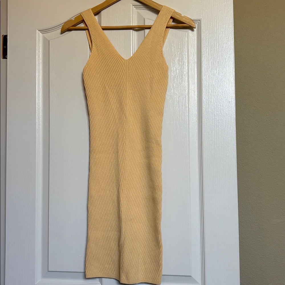 XS or Small - One Grey Day - Yellow Ribbed Sleeveless Dress